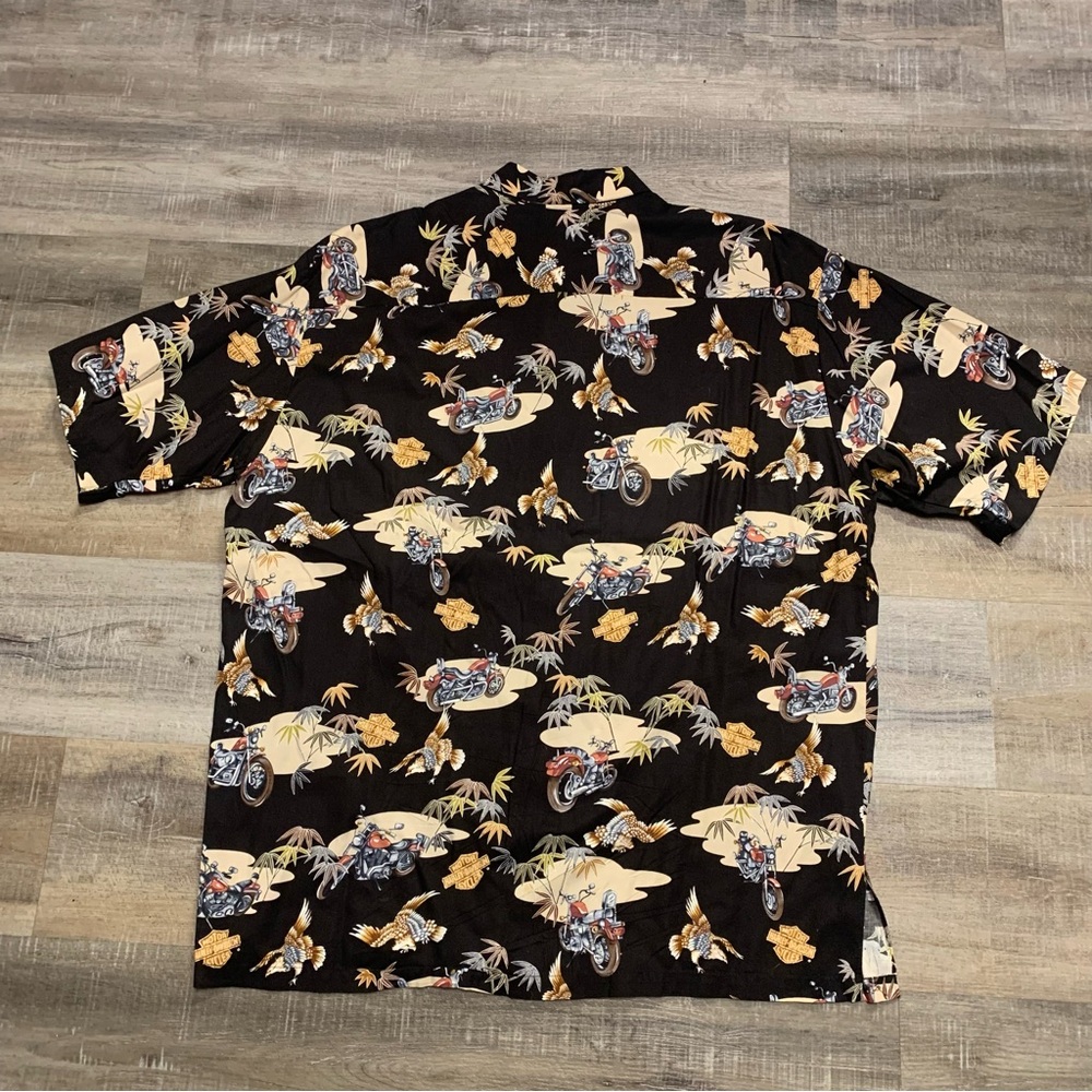 Harley Davidson Motorcycles Biker Graphic Hawaiian Button Up Vintage Shirt XL - Picture 3 of 3